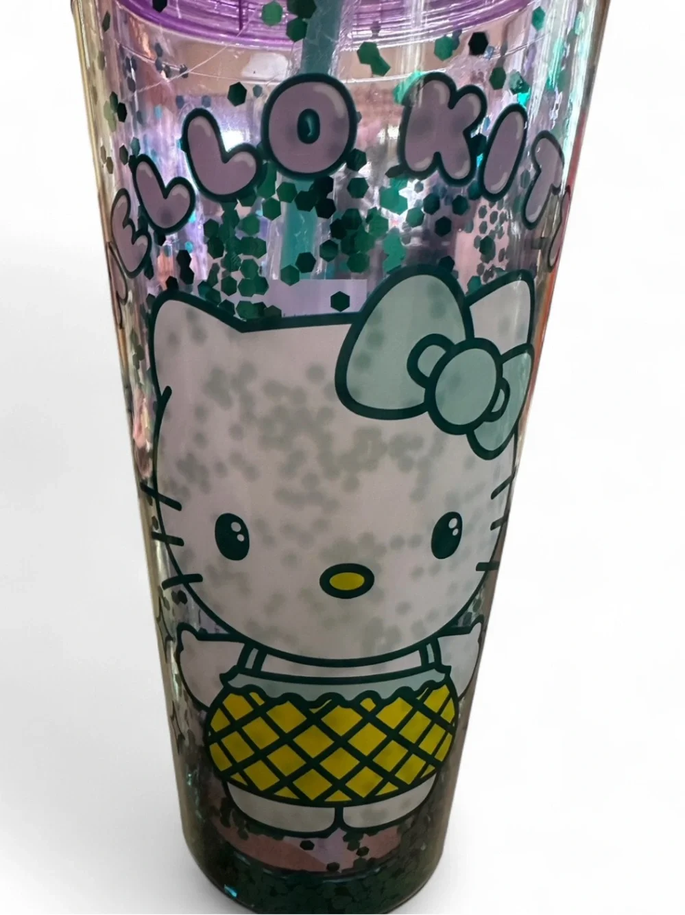 Sanrio Hello Kitty Pineapple Outfit Glitter Confetti 32 oz. Tumbler